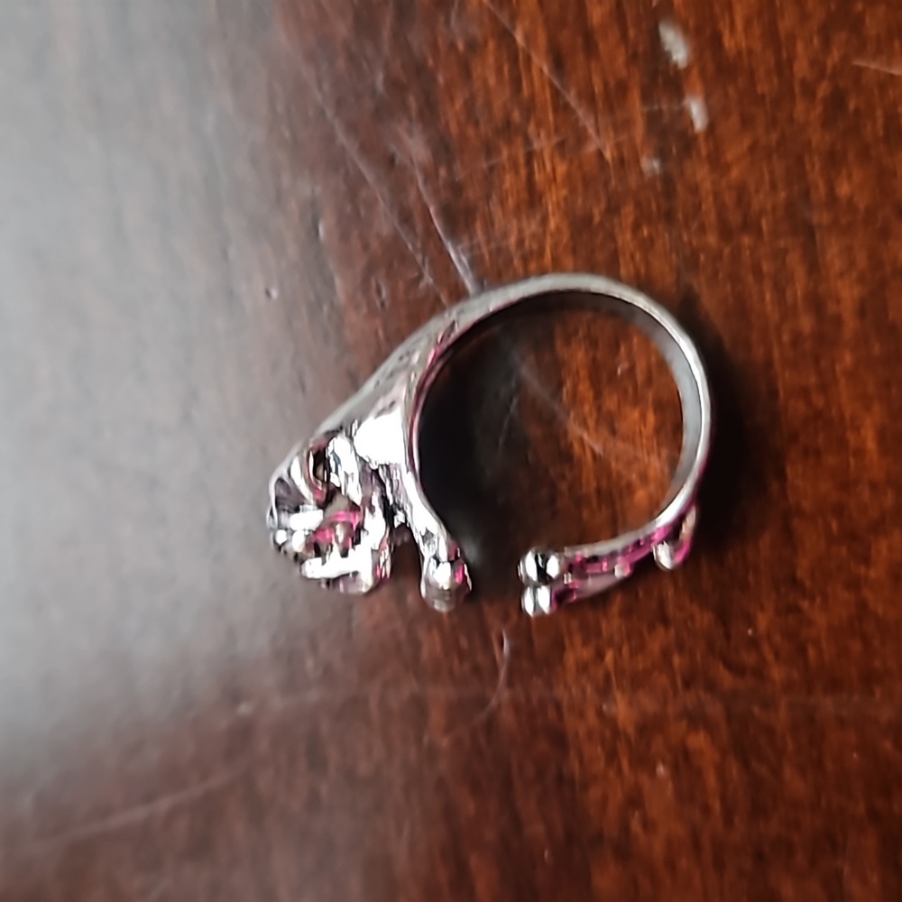 Trendy Silver with Antique Finish 3D Pug Ring Size 6 (adjustable) - Picture 4 of 5